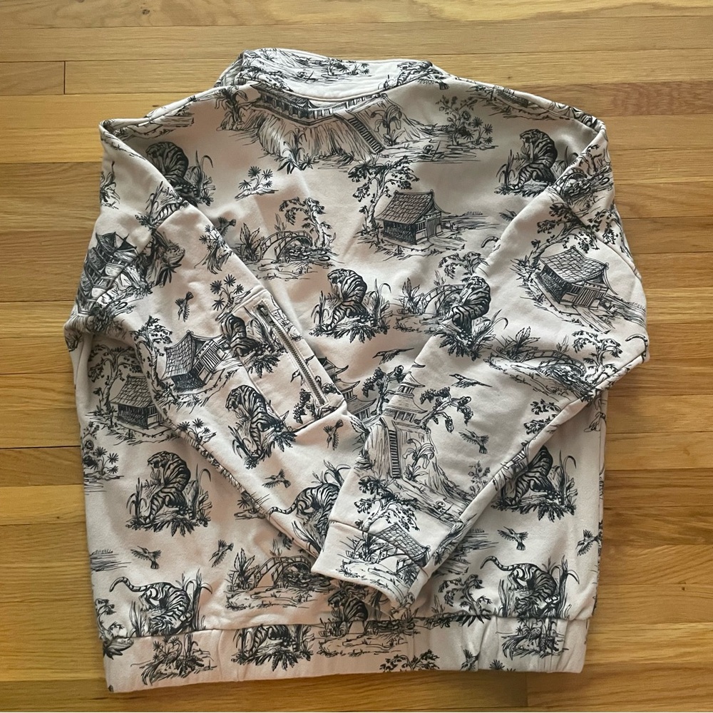 Toile Elleandemm Cream and Black Zip Up Sweater with High Collar - Picture 5 of 5